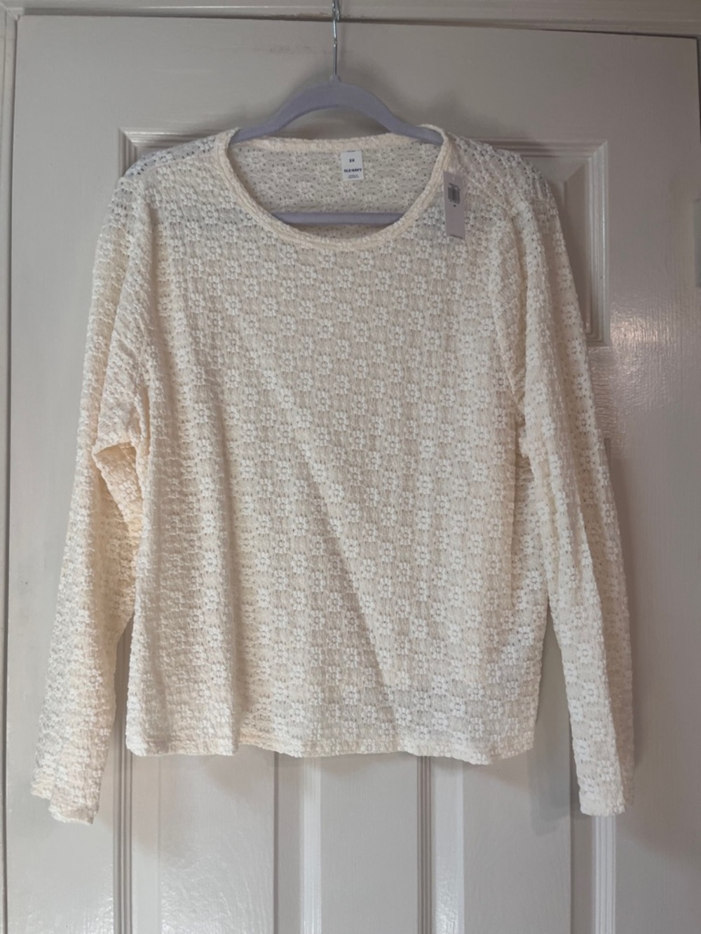 NWT Old Navy Cream Textured Long-Sleeve Knit Top